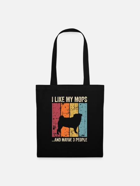 Mops Pug Hund Dog Hundehalter - Stoffbeutel - Schwarz