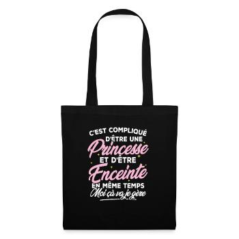 Une Princesse et Enceinte - Sac en tissu - noir - Devant