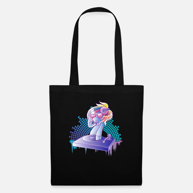 Einhorn mit Brille Turntables Analog Djane DJ - Stoffbeutel - Schwarz