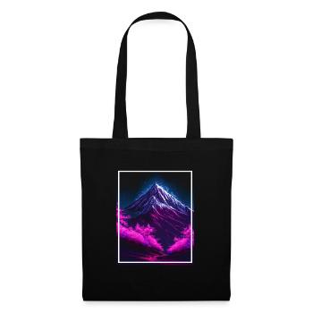 Geometrisch Japan Kirschblüte Berge Neon Fabel - Stoffbeutel - Schwarz - Vorne