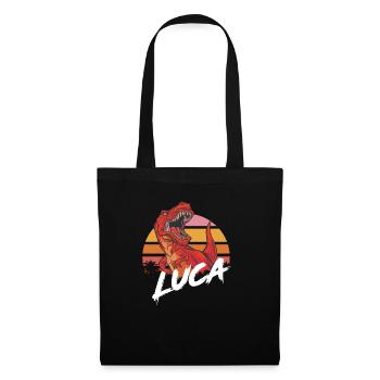 LUCA - Beau nom de garçon avec T-REX Dino - Sac en tissu - noir - Devant