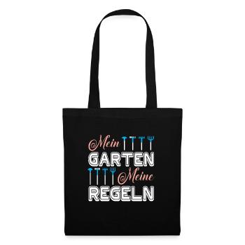 Mein Garten Meine Regeln Gartenarbeit - Stoffbeutel - Schwarz - Vorne
