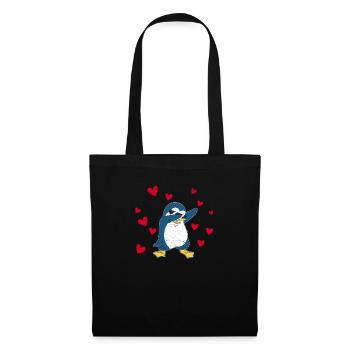 Dots Penguin Heart Valentine’s Day Zoo Animal Bird - Sac en tissu - noir - Devant