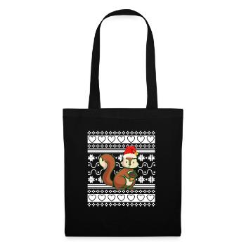 Pull de Noël moche Écureuil de Noël - Sac en tissu - noir - Devant