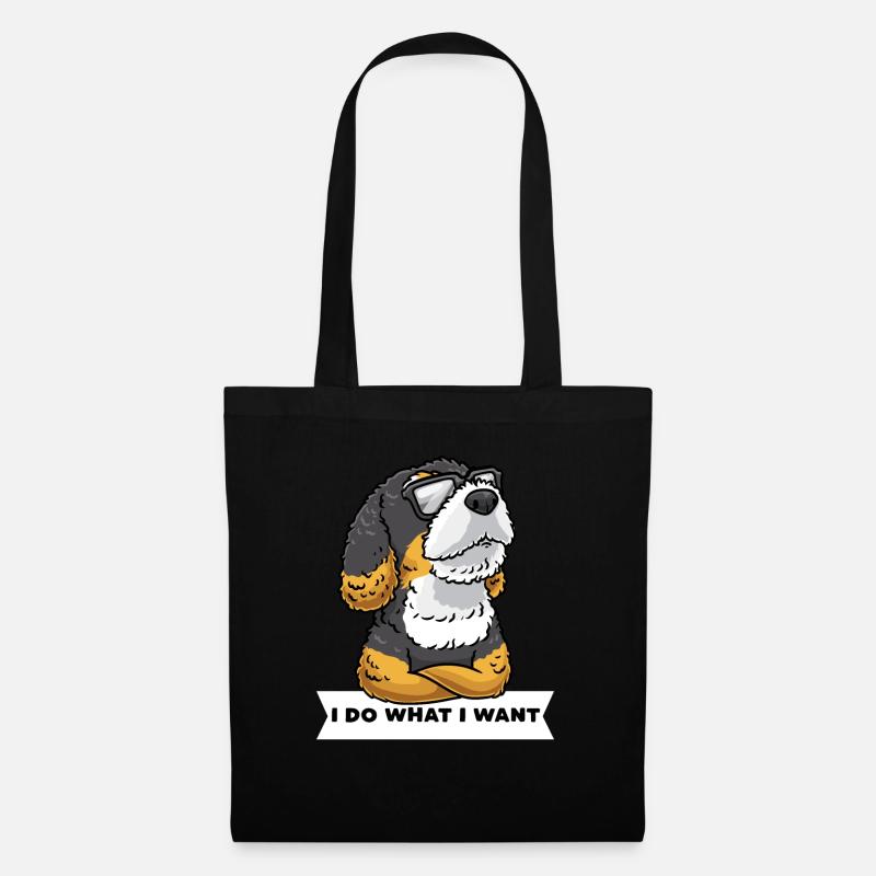 Bernedoodle Hund Mit Sonnenbrille - Stoffbeutel - Schwarz