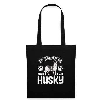 I'd rather be with my siberian husky - Tote Bag - black - Front
