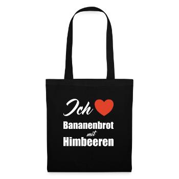 Ich liebe Bananenbrot mit Himbeeren - Stoffbeutel - Schwarz - Vorne