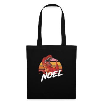 NOEL - Schöner Jungen Name mit T-REX Dino - Stoffbeutel - Schwarz - Vorne