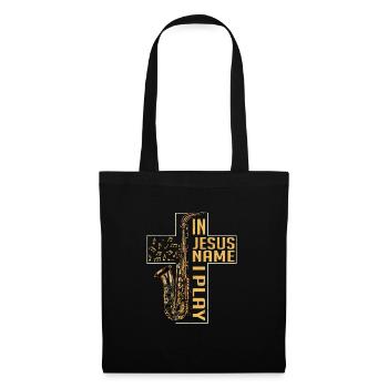 Dans Jesus Name, je joue au saxophone Marching Band Saxop - Sac en tissu - noir - Devant
