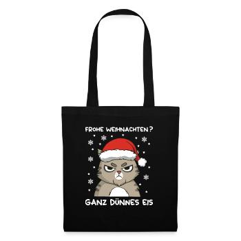 Anti Weihnachten Frohe Weihnachten Ganz Dünnes Eis - Stoffbeutel - Schwarz - Vorne