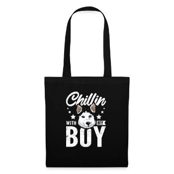Chillin with my boy, siberian husky - Tote Bag - black - Front
