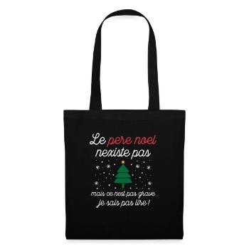 Le père noël n'existe pas - Sac en tissu - noir - Devant
