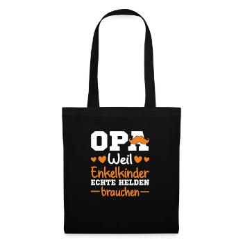 Großvater Opa Weil Enkelkinder Echte Helden - Stoffbeutel - Schwarz - Vorne