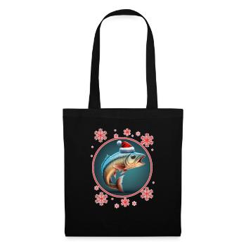 Pêche Pêcheur Pêcheuse Noël Pêcheur Poisson - Sac en tissu - noir - Devant