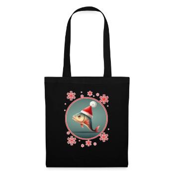 Pêche Pêcheur Pêcheuse Noël Pêcheur Poisson - Sac en tissu - noir - Devant