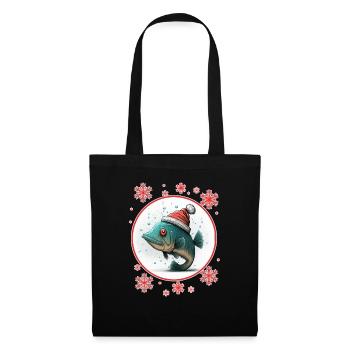 Pêche Pêcheur Pêcheuse Noël Pêcheur Poisson - Sac en tissu - noir - Devant