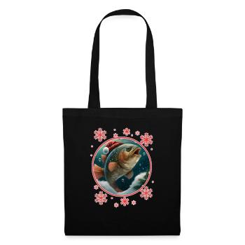 Pêche Pêcheur Pêcheuse Noël Pêcheur Poisson - Sac en tissu - noir - Devant
