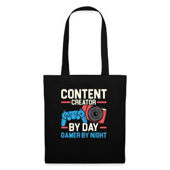 Content Creator von Day Gamer von Night Influencer - Stoffbeutel - Schwarz - Vorne