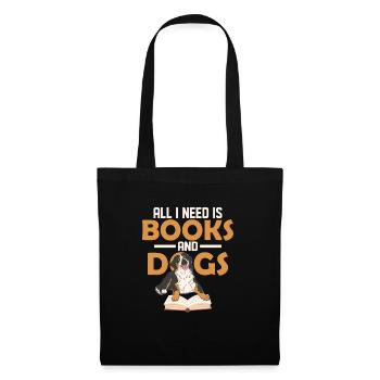 All I Need Is Books And Dogs Book Lover Reading - Stoffbeutel - Schwarz - Vorne