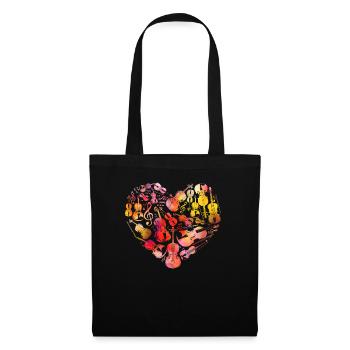Violin Violinist Heart Watercolor - Stoffbeutel - Schwarz - Vorne