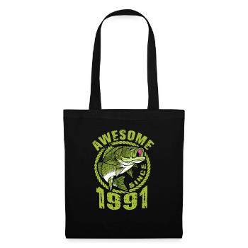Génial depuis 1991. Angel, l’anniversaire d’un pêcheur - Sac en tissu - noir - Devant