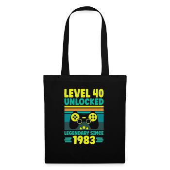 Niveau 40 débloqué 1983 Gaming 40th Birthday Gamer - Sac en tissu - noir - Devant