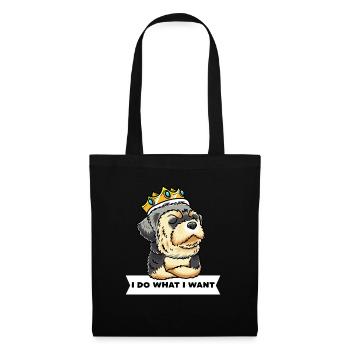 Chien Morkie avec couronne - Sac en tissu - noir - Devant
