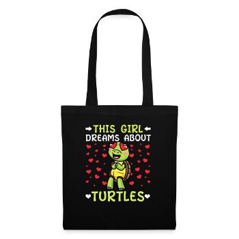 Cette fille rêve de tortues tortue - Sac en tissu - noir - Devant