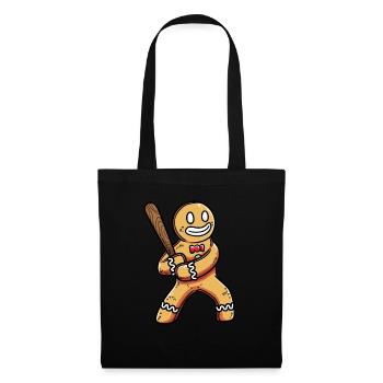 Lebkuchen Mit Baseballschläger Sport Weihnachten - Stoffbeutel - Schwarz - Vorne