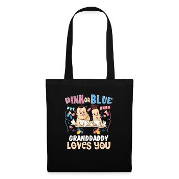Pink or Blue Granddaddy Loves You Best Grandpa - Stoffbeutel - Schwarz - Vorne