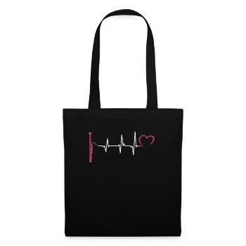 Basson -Musique battement de cœur Bassoniste - Sac en tissu - noir - Devant
