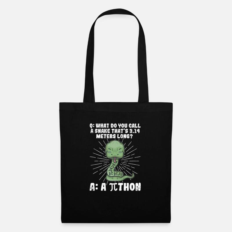 Python Snake Pithon Pi Tag Symbol Funny Math - Tote Bag - black