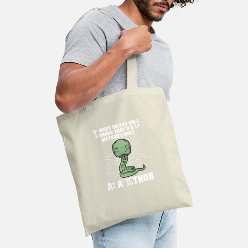 Python Snake Pithon Pi Tag Symbol Funny Math Tote Bag