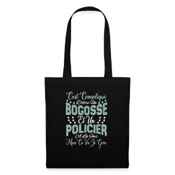 c'est compliqué d'être un Bogosse et un Policier. - Sac en tissu - noir - Devant
