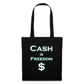 L’argent comptant est LIBERTÉ $ - blanc avec bordure verte - Sac en tissu - noir - Devant
