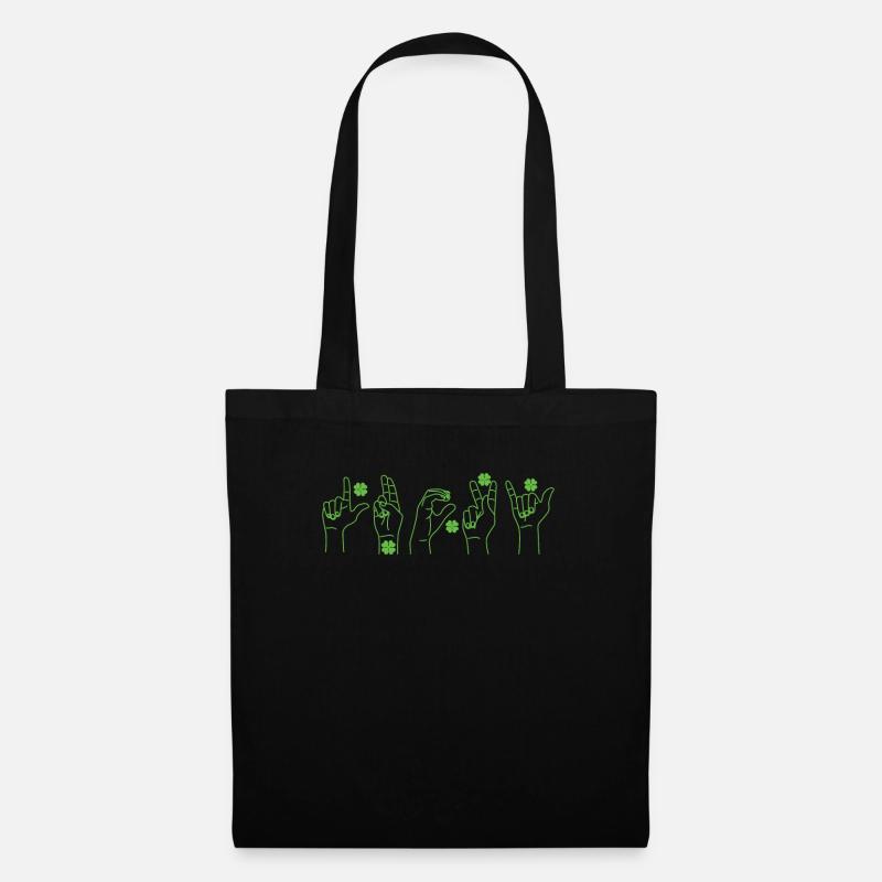 Lucky Sign Language Deaf St Patricks Day Irish - Tote Bag - black
