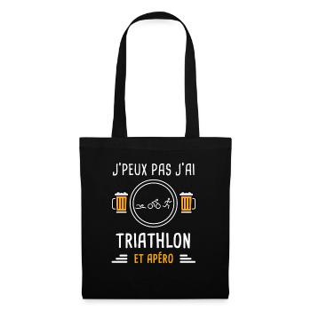 je peux pas j'ai triathlon apéro cadeau - Sac en tissu - noir - Devant