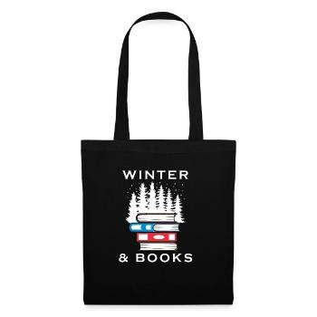 Buchlesung Winter Natur Landschaft Schnee - Stoffbeutel - Schwarz - Vorne