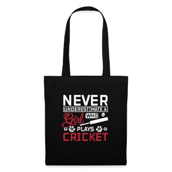 Never underastemae a girl who plays cricket - Stoffbeutel - Schwarz - Vorne