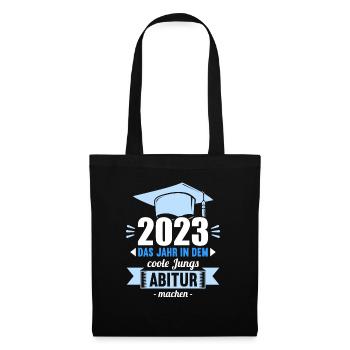 Abitur 2023 Das Jahr in dem coole Jungs Abi mach - Stoffbeutel - Schwarz - Vorne