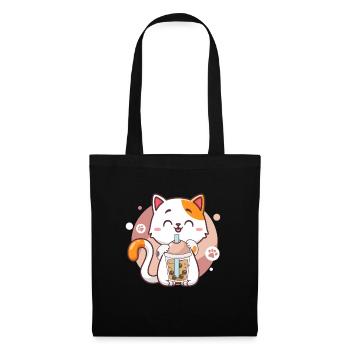 Cat Boba Tea Bubble Tea Anime Kawaii Neko - Sac en tissu - noir - Devant