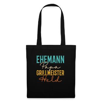 Ehemann Papa Grillmeister - Stoffbeutel - Schwarz - Vorne