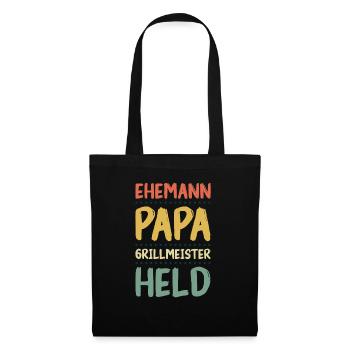 Ehemann Papa Grillmeister - Stoffbeutel - Schwarz - Vorne