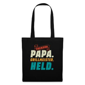 Ehemann Papa Grillmeister - Stoffbeutel - Schwarz - Vorne