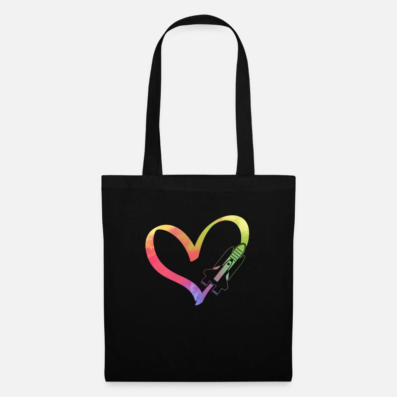 Heart Space Ship - Aerospace Space Travel Space Fl - Stoffbeutel - Schwarz