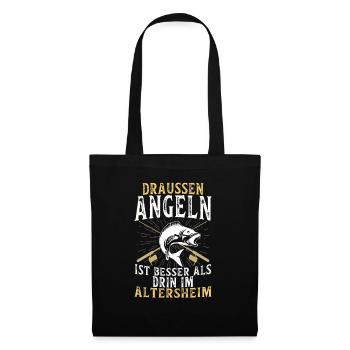 Angeln - Stoffbeutel - Schwarz - Vorne