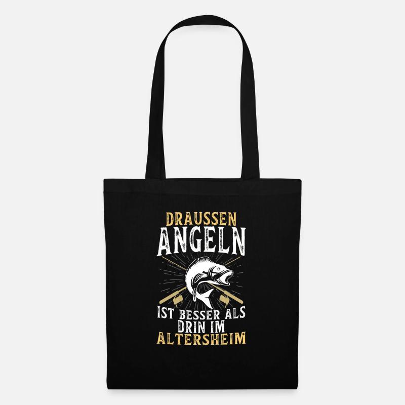 Angeln - Stoffbeutel - Schwarz