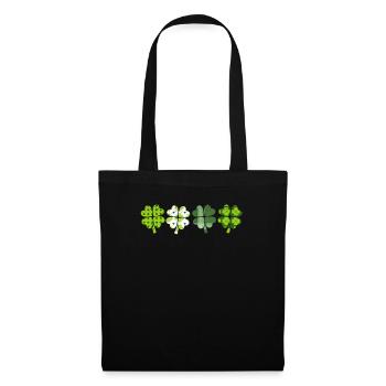 Vert damier Léopard Trèfle Mignon St Patrick - Sac en tissu - noir - Devant