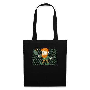 Leprechaun Tennisspieler Lustig St Patricks Day - Stoffbeutel - Schwarz - Vorne