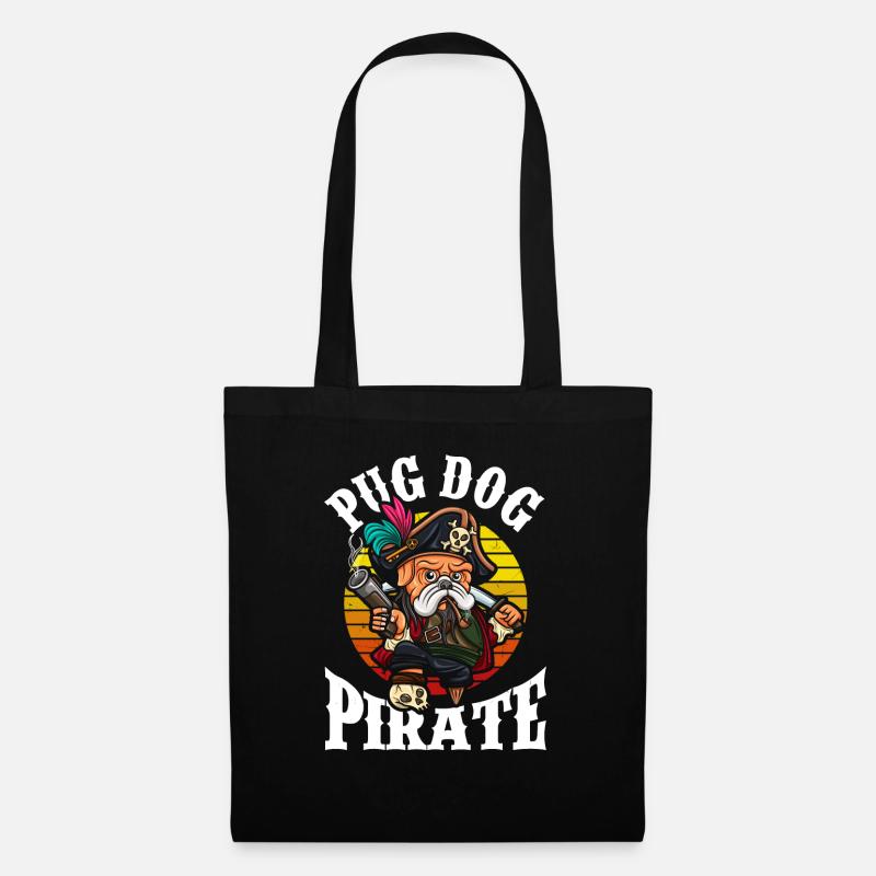 Pug Pirate Dog - Stoffbeutel - Schwarz